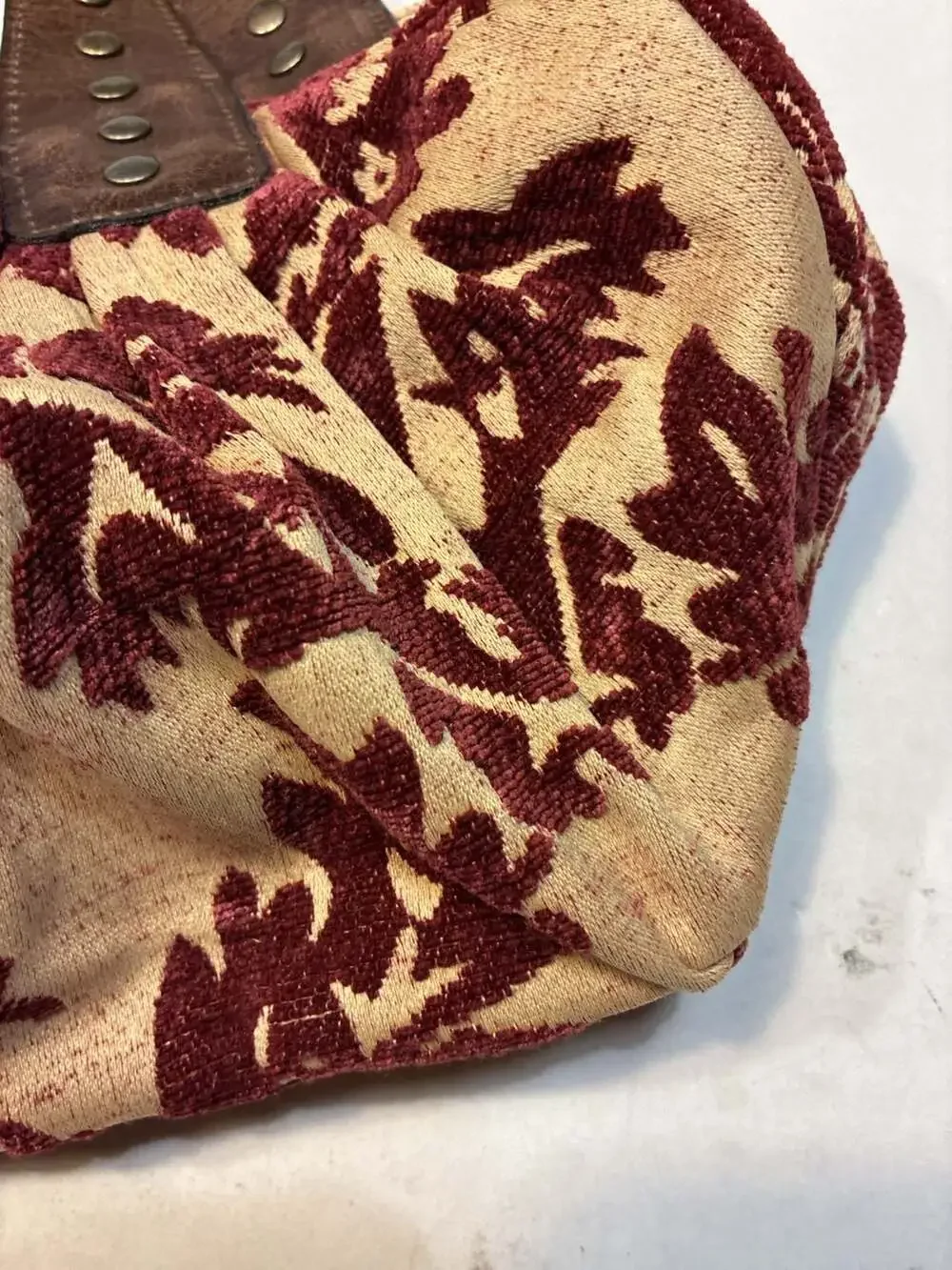 Far Nine Floral Embroidered Velvet and Leather Hobo Bag